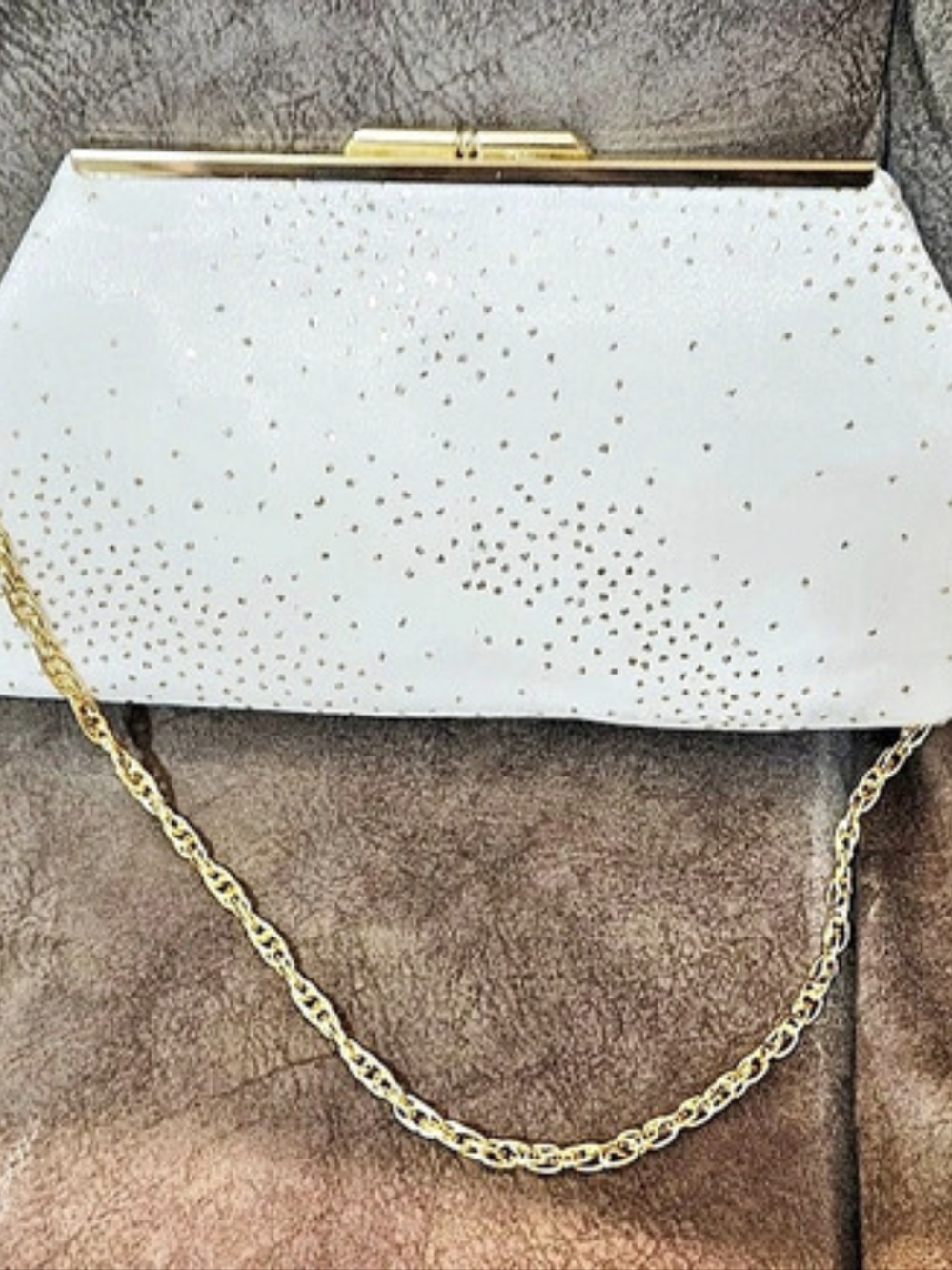 Off White amd Gold Clutch